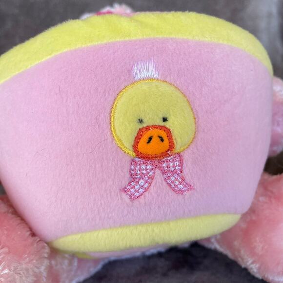 Bunny Rabbit Plush Basket Easter Candy Holder Pink Round Stuffed 10" Toy READ - Picture 3 of 11